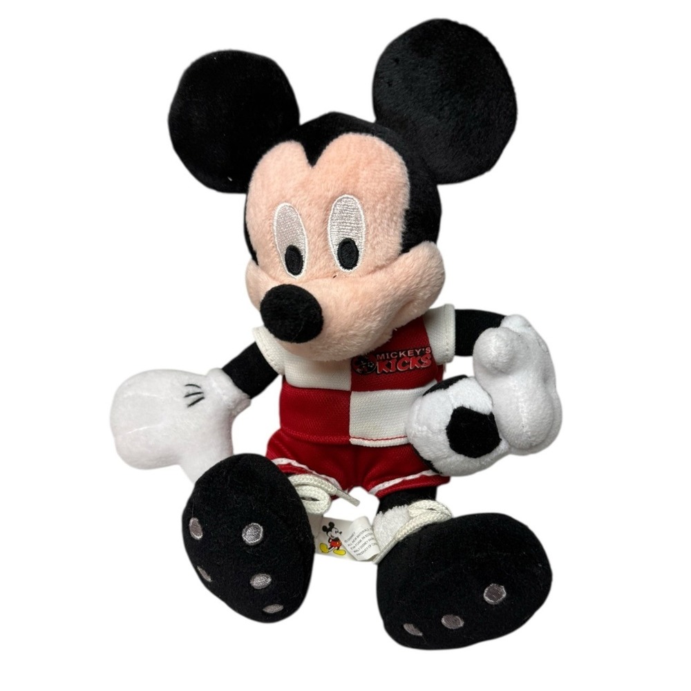 NWT WALT DISNEY WORLD Mickey Mouse Kick Soccer Bean Bag Plush Toy‎ 2000 RARE 11"
